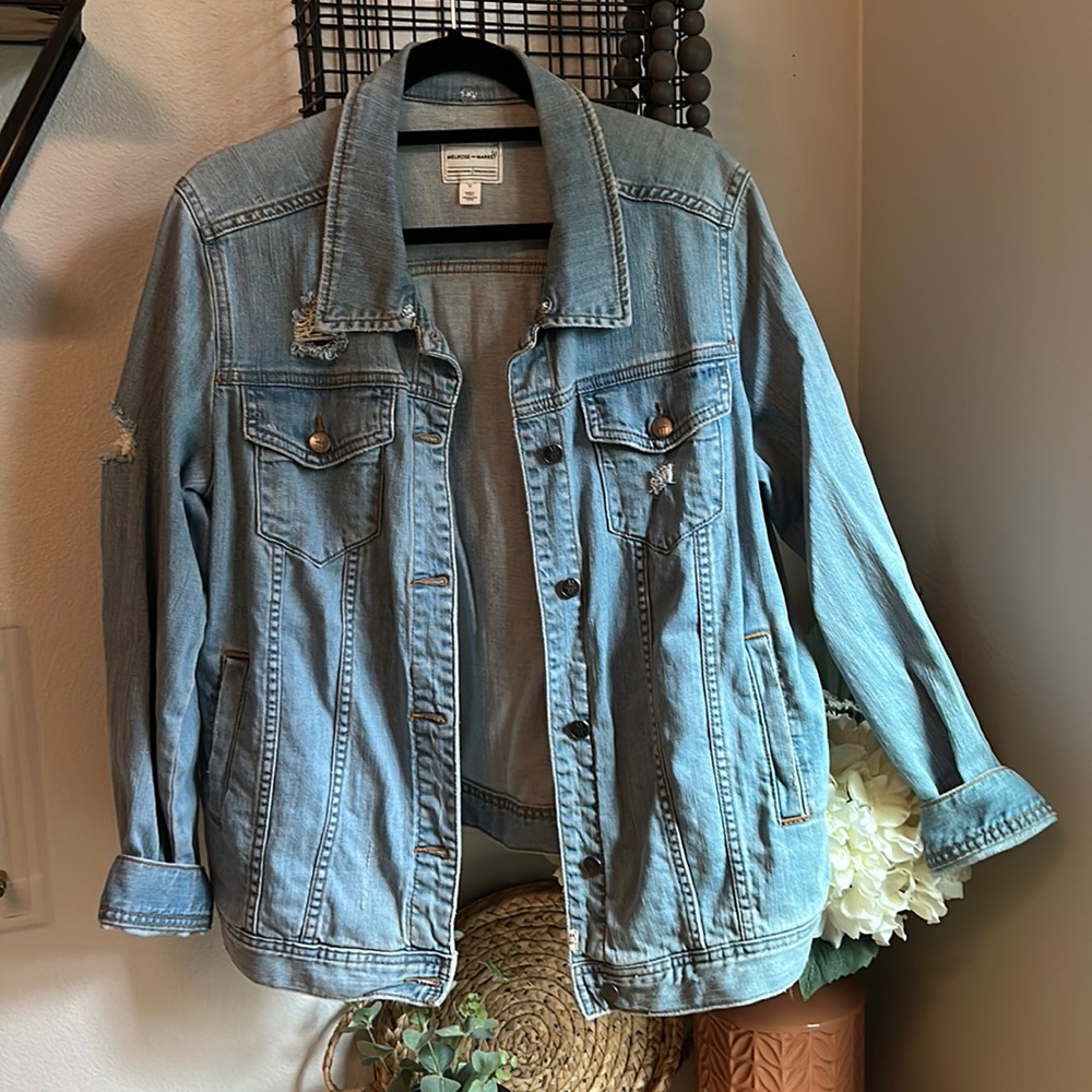 Melrose and Market Distressed Blue Jean Jacket